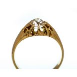 A diamond solitaire 18ct yellow gold gypsy star signet ring,