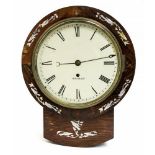 A mid 19th Century rosewood drop-dial wall clock by Wigmore,