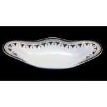 A Wedgwood Creamware Queensware dish, boat form with vine border, impressed mark,