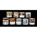 A collection of porcelain coffee cans, including Spode, Coalport,