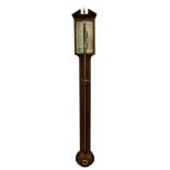 A 19th Century Thomas Sharp of Coventry stick barometer, broken pediment, silvered gauge,