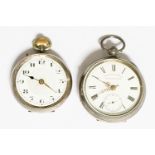 Two silver pocket watches, one Continental,