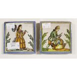 Two Dutch tiles 1 x 6 inch,