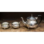 A silver plated three piece tea service,