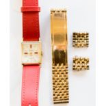 A circa 1950s Swiss made 14k gold cased wristwatch, with original gold bracelet,