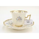 Rockingham early 19th century cup and saucer, red mark, hand gilded No.