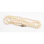 A single row cultured pearl necklace,