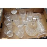 A set of nine hand blown and cut glass Victorian tumblers, with a matching water jug,