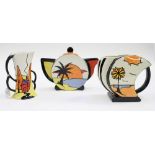 Lorna Bailey Key West teapot, beach jug and Hillport vase/jug,