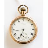 A Waltham gold plated pocket watch,