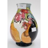 A Moorcroft first quality design trial bulbous vase in the 'Roosters' pattern,