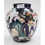 A Moorcroft first quality bulbous trial vase, Victorian men in top hats,