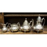 A silver plated four piece service (af) (4)