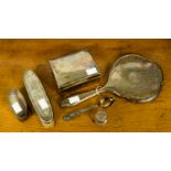 A collection of silver including an Edwardian plain cigarette box, London 1903, an oval ring box,