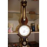 Mahogany banjo barometer with thermometer