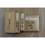 Nikon 52mm filters, boxed, plastic holders, Y48 mid yellow 056 Orange, Polarizing filler,