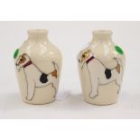 Two miniature Moorcroft first quality vases in the 'My Old Friend' pattern,