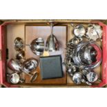 A collection of silver plated items to include a cased set of fish eaters,