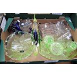 1930s green glass dressing table set/matching bowl, Murano glass,