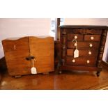 An oak 'Apprentice Piece' chest of drawers, together with a small, Art Deco wooden table top,