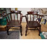 Two elm seated captains chairs