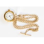 A 9ct gold Albert chain and small pocket watch