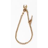 A 9ct rose gold Albert with horse shoe fob, 15.