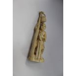 A Japanese ivory figure of a fisherman,