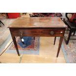 A George III mahogany side table, fitted with a single drawer,