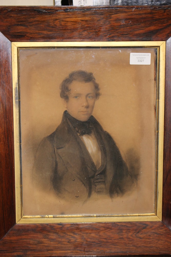 English School, mid 19th Century, portrait of a young gentleman, half length, pastel, 30cm by 24cm,