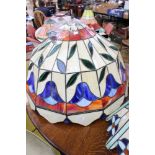 A very large Tiffany style pendant light shade with floral deco style pattern (1)