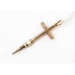 A 9ct gold propelling pencil, in the form of a cross, approx size 35mm x 18mm,