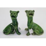 A pair of green glaze cats Wattomb