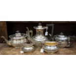 A five piece, silver plated tea service comprising of tea,