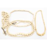 Five Ivory/bone beaded necklaces (5)