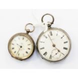 Two silver cased pocket watches