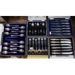 A cased set of twelve silver teaspoons and sugar tongs,