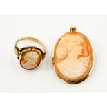 A 9ct gold cameo ring, size M, total gross weight 4.
