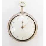 A George III silver pocket watch 1797, damage to face,