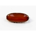 A Victorian Carnelian set brooch, with a length of approx 25mm,