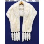 An Arctic Fox early 1950s fur stole with four tippets on each end (can be taken off) made by Marie