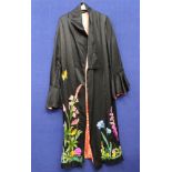 A 1920/1930's dressing gown/robe, Kimono style, heavy wool embroidery ,