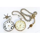 Two silver cased pocket watches,