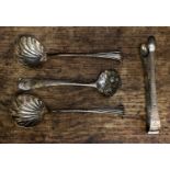 A pair of George III, Irish silver 'Onslow' pattern sauce ladles, Michael Keating, Dublin 1785,