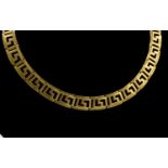 An 18ct gold Cleopatra link necklace, with Greek key design, stamped, Italian hallmarks,