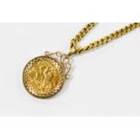 A Half Sovereign gold pendant and chain, 12.