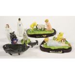 A boxed Royal Doulton figures: Grey Pig, Baby Grey Pig, Beswick John the Conductor Pig,