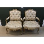 A pair of 19th Century French giltwood fauteuils,