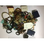 A large collection of vintage costume jewellery, cufflinks, brooches, rings,