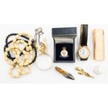 A parcel lot, to include a Japanese 18ct, gold plated Ma Uman cigarette lighter,